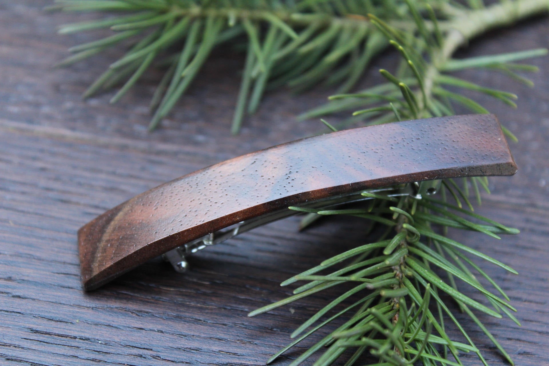 Small Walnut Hair Clip, Brown Barrette, Wood Ponytail Holder, Hair Barrette Baby Girl Toddler Small Birthday Anniversary Mother's gift