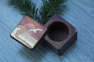 Wood wedding Ring Box Sea Holiday Mountain Handmade Pill Box Jewelry Box His & Hers Ring Boxe Ring Bearer Box Wedding Ring Rustic Box Inlay