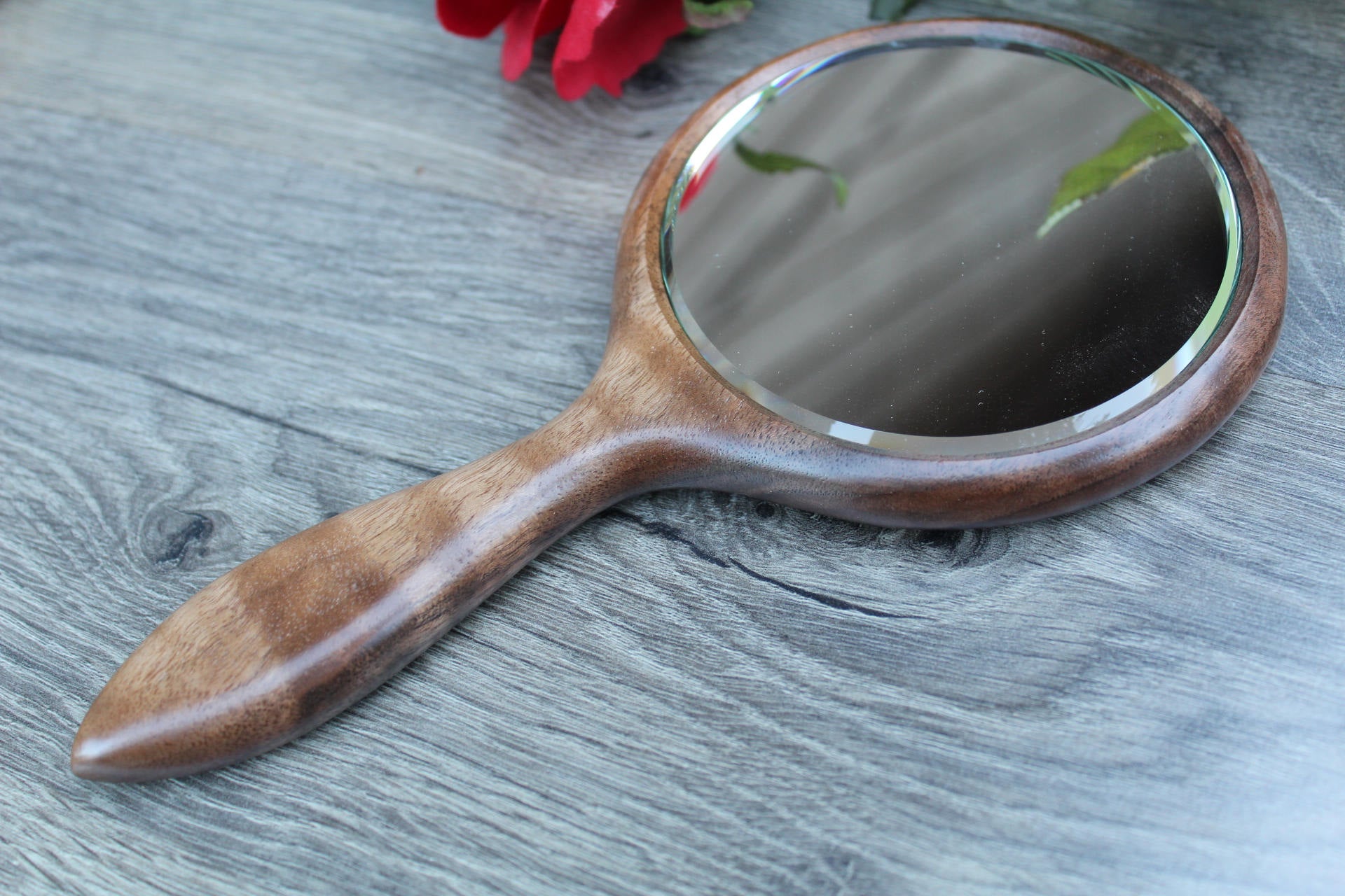 Hummingbird Hand Mirror, Wooden Mirror, Wall Mirror, Bathroom Vanity Mirror, Wood Hand Mirror, Handheld Mom gift wood Handmade in USA