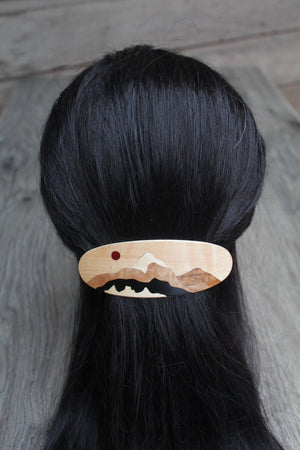 White Hair Clip, Wood Burl French Hair Barrette, Maple French clip Barrette