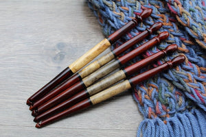 Size N-K-J-I Crochet Hook, Crochet hook set , Handmade set of Crochet hook, Red Black White **BUY ONE or SET**