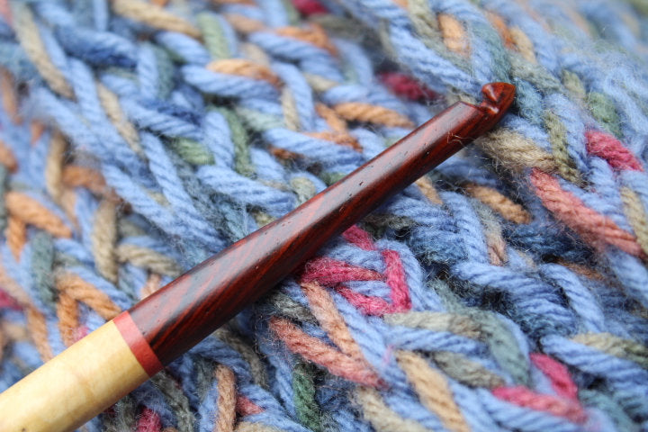 Wood crochet hook, Handmade Crochet hook, Size J Hand Turned 3 wood Crochet Hook