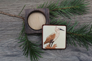 Wood Pill Box-Pill Organizer-pocket pill box-Pill box with design-pill case-small box-inlay pill box Heron 1 3/4''