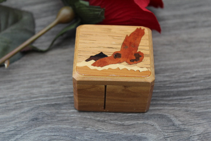 Stamp Box, Stamp Rolls Box, Postage Stamp Wood Box Mountain Hawk