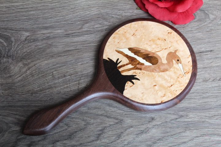 Wood Hand Mirror, Wooden Hand Mirror, Handheld Hand mirror, Hand Held Mirror, Wood Inlay Mirror, Marquetry Mirror, Gift for mom Handmade