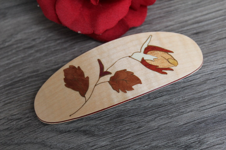 Tulip Hair Clip, Large Clip Hair Barrette, Wood Hair Clip Thick hair, Wooden Luxury French Barrette, Christmas gift, Mother, Bride