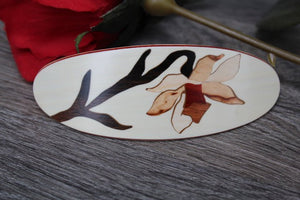 White Hair Clip  Barrette, Flower Hair Clip, French Clip Barrette, Wood Large clip Handmade in USA