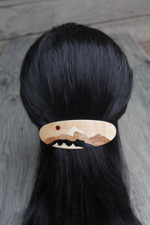 Large Hair Clip, White French Hair Barrette, Burl Wood Hair clip Barrette, wood Barrette