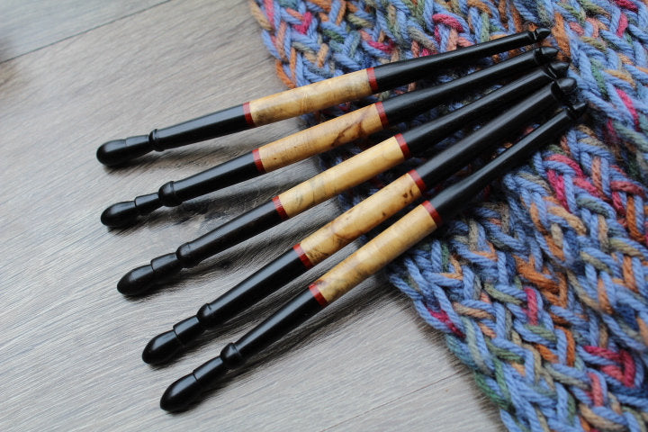 Size N-K-J-I Crochet Hook, Crochet hook set , Handmade set of Crochet hook, Red Black White **BUY ONE or SET**