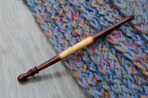 Wood crochet hook, Handmade Crochet hook, Size J Hand Turned 3 wood Crochet Hook