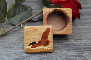 Stamp Box, Stamp Rolls Box, Postage Stamp Wood Box Mountain Hawk