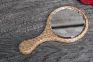 Small Mirror, Pocket Mirror, Purse Mirror, Round Mirror, Pocket Mirror, Round mirror, Wooden Hand Held Mirror, Oak Wood Made in USA SHM