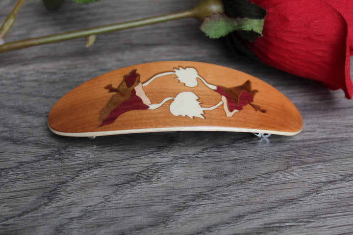 Tulip Hair Clip, Large Clip Hair Barrette, Wood Hair Clip Thick hair, Wooden Luxury French Barrette, Christmas gift, Mother, Bride