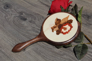 Daffodil Hand Mirror, Flower Mirror, Flower Mirror, Wooden Mirror, Handheld Wood Daffodil, Black Walnut Mirror, wooden Handmade  Made in USA