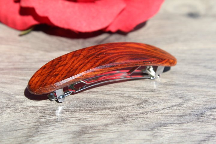 Small French Clip Hair Barrette Girl Toddler Cocobolo Birthday Anniversary Mother's gift Wood Made in USA