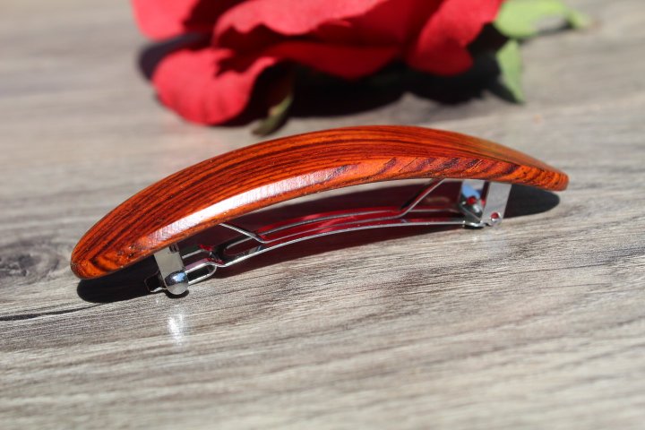 Wood Hair Clip, Cocobolo Hair Barrette, Frenck Hair Clip barrette, French France Barrette Gift for mom Made in USA