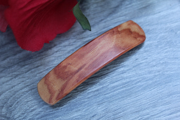 Small Red French Clip Hair Barrette Girl Toddler Tulip Birthday Anniversary Mother's gift Wood Made in USA