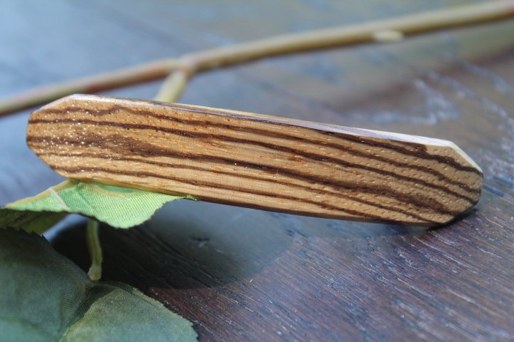 Wood Hair, Small Hair Barrette, Zebra Wood French Hair Clip barrette, French France Barrette Gift for mom Made in USA