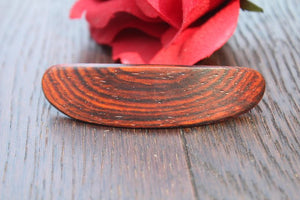 Wooden Hair Barrette, Red Brown Hair Clip, French Clip Barrette, Small clip barrette Wood Handmade in USA Cocobolo wood