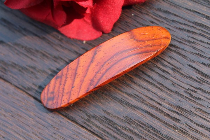 Wooden Hair Barrette, Brown Hair Clip, French Clip Barrette, Small clip barrette Wood Handmade in USA Cocobolo wood