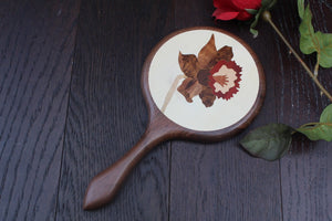 Daffodil Hand Mirror, Flower Mirror, Flower Mirror, Wooden Mirror, Handheld Wood Daffodil, Black Walnut Mirror, wooden Handmade  Made in USA