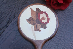 Daffodil Hand Mirror, Flower Mirror, Flower Mirror, Wooden Mirror, Handheld Wood Daffodil, Black Walnut Mirror, wooden Handmade  Made in USA