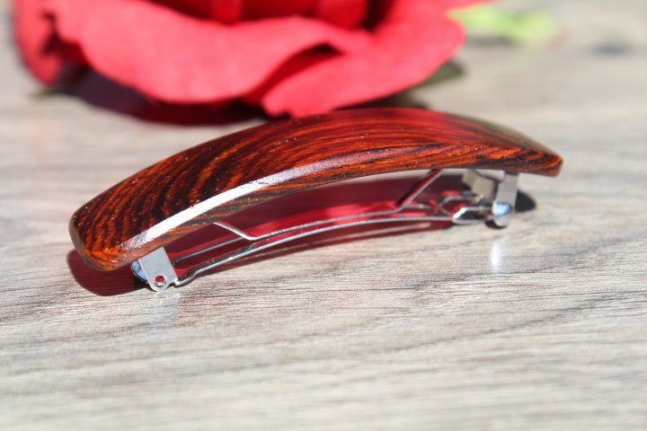 Wooden Hair Barrette, Hair Clip, French Clip Barrette, Small clip Baby barrette Wood Handmade in USA Cocobolo wood