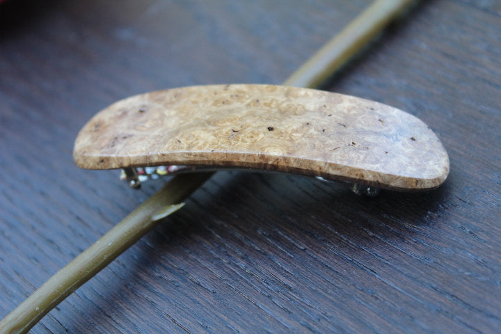 Wood Burl Hair Clip, Maple Hair Barrette, French Hair Clip barrette, French France Barrette Gift for mom Made in USA
