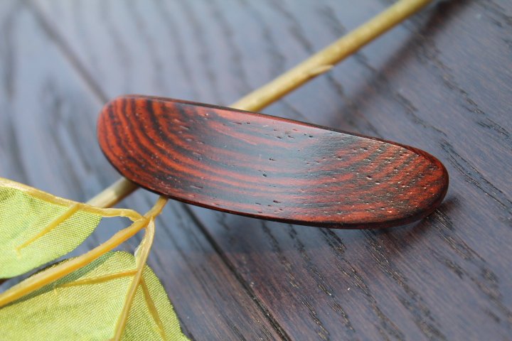 Wooden Hair Barrette, Red Brown Hair Clip, French Clip Barrette, Small clip barrette Wood Handmade in USA Cocobolo wood