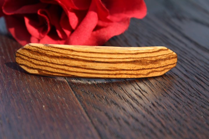 Wood Hair, Small Hair Barrette, Zebra Wood French Hair Clip barrette, French France Barrette Gift for mom Made in USA